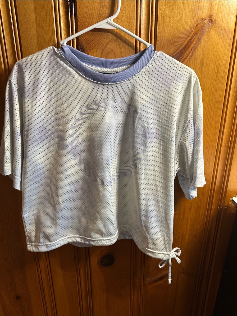 Nike Light Blue Mesh Short-Sleeve Tee with Drawstring Hem